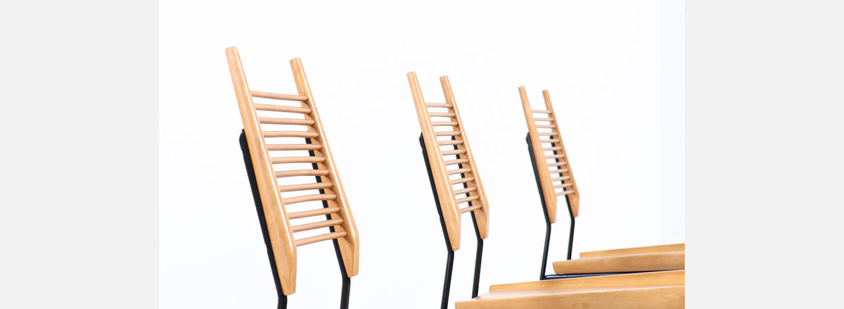 Paul McCobb "Planner Group" Iron & Maple Dining Chairs for Winchendon Furniture