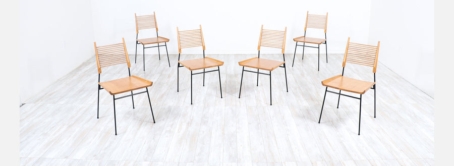 Paul McCobb "Planner Group" Iron & Maple Dining Chairs for Winchendon Furniture