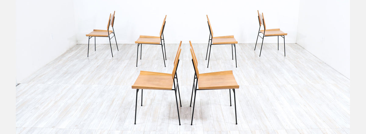 Paul McCobb "Planner Group" Iron & Maple Dining Chairs for Winchendon Furniture