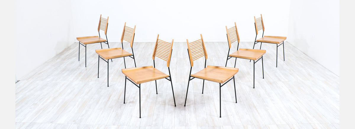 Paul McCobb "Planner Group" Iron & Maple Dining Chairs for Winchendon Furniture
