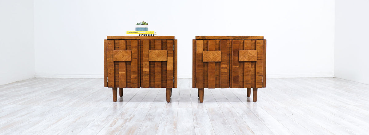 Mid-Century Modern "Stacatto" Geometric Night Stands by Lane Furniture 889