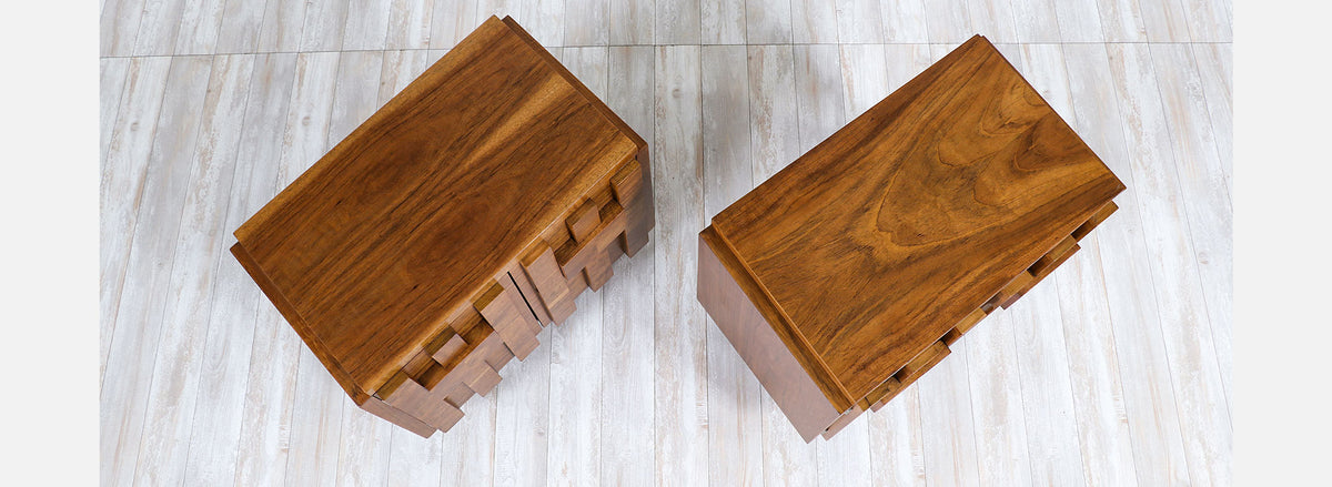 Mid-Century Modern "Stacatto" Geometric Night Stands by Lane Furniture 889