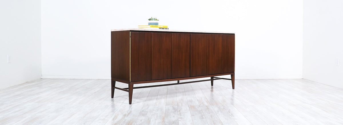 Paul McCobb "Irwin Collection" Dresser with Bi-Folding Doors & Marble Top for Calvin Furniture
