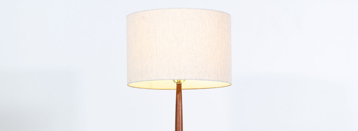 Mid-Century Modern Floor Lamp with Side Table & Magazine Holder by Laurel