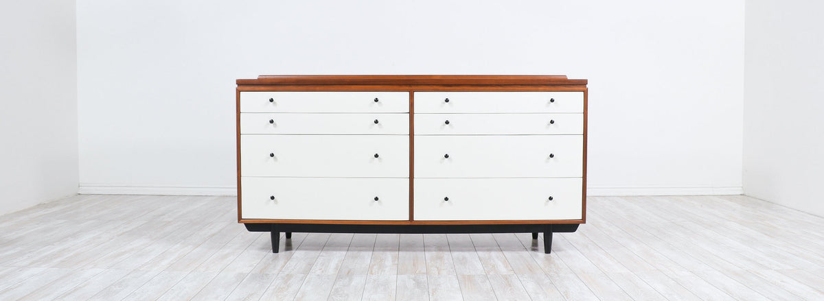 Milo Baughman Two-Tone Lacquered & Walnut Dresser for Glenn of California