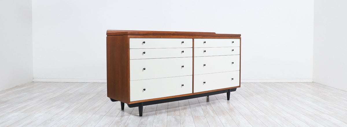 Milo Baughman Two-Tone Lacquered & Walnut Dresser for Glenn of California