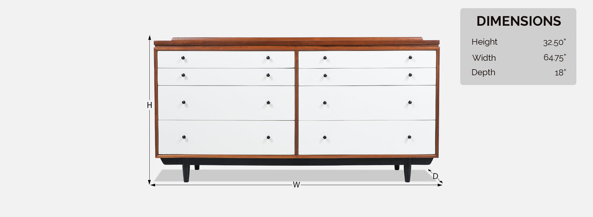 Milo Baughman Two-Tone Lacquered & Walnut Dresser for Glenn of California