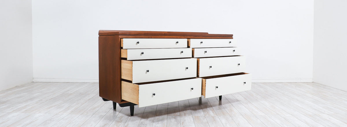 Milo Baughman Two-Tone Lacquered & Walnut Dresser for Glenn of California