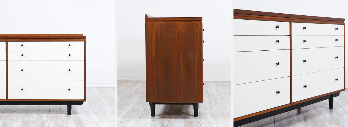 Milo Baughman Two-Tone Lacquered & Walnut Dresser for Glenn of California