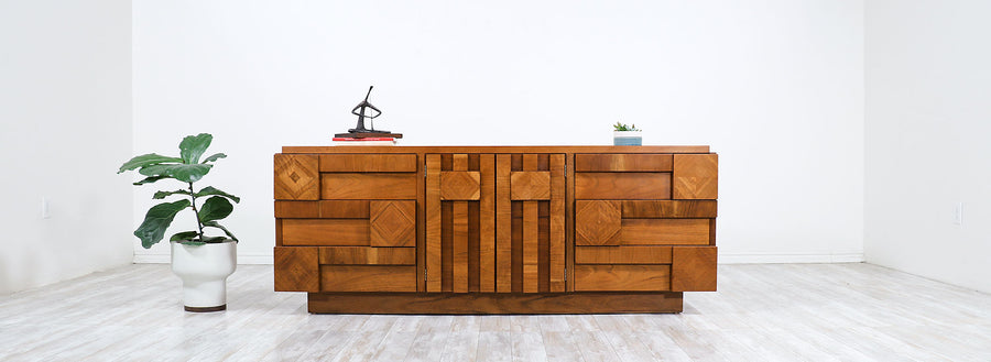 Mid-Century Modern "Stacatto" Geometric Dresser by Lane Furniture