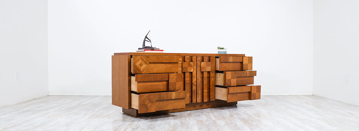 Mid-Century Modern "Stacatto" Geometric Dresser by Lane Furniture