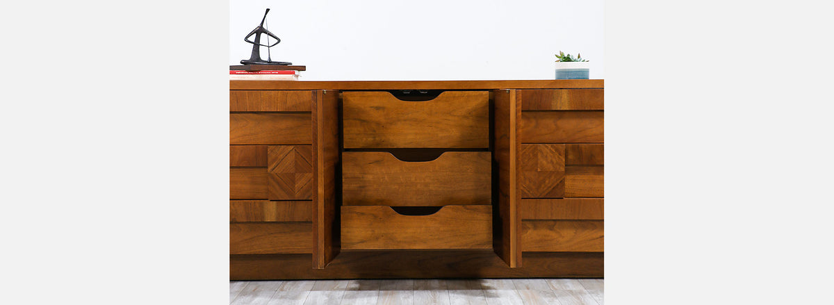 Mid-Century Modern "Stacatto" Geometric Dresser by Lane Furniture