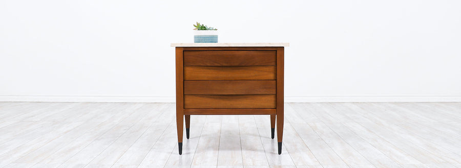 Mid-Century Modern Night Stand with Travertine Top by American of Martinsville 