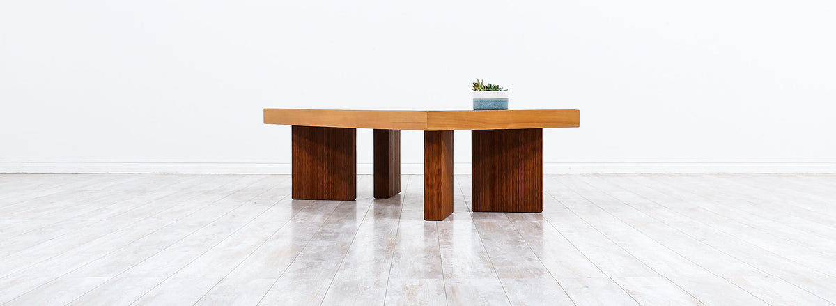 Mid-Century Modern Coffee Table with Smoke Glass Top