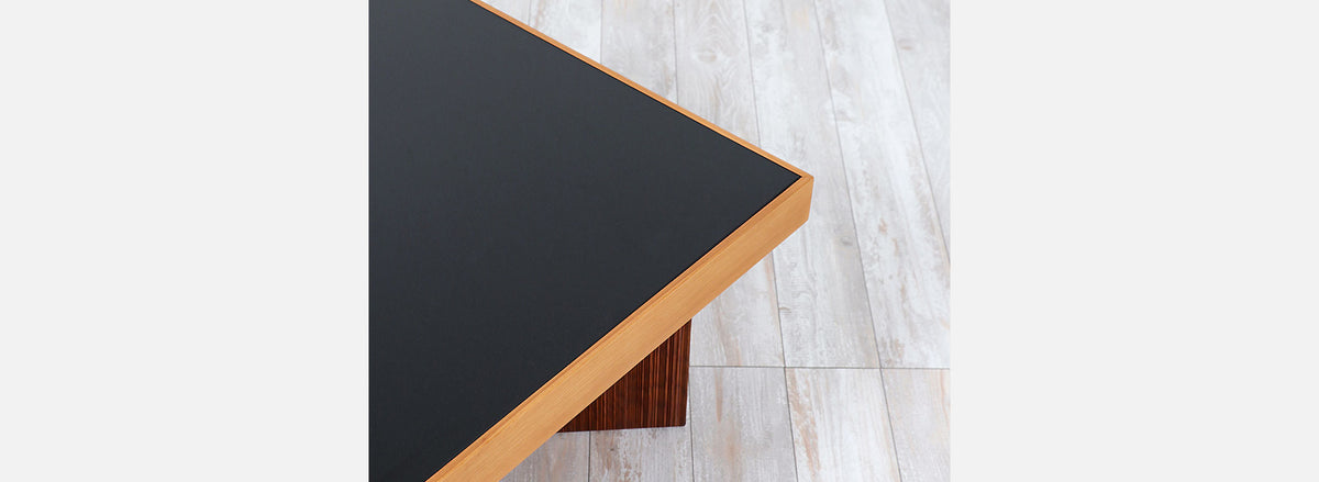 Mid-Century Modern Coffee Table with Smoke Glass Top
