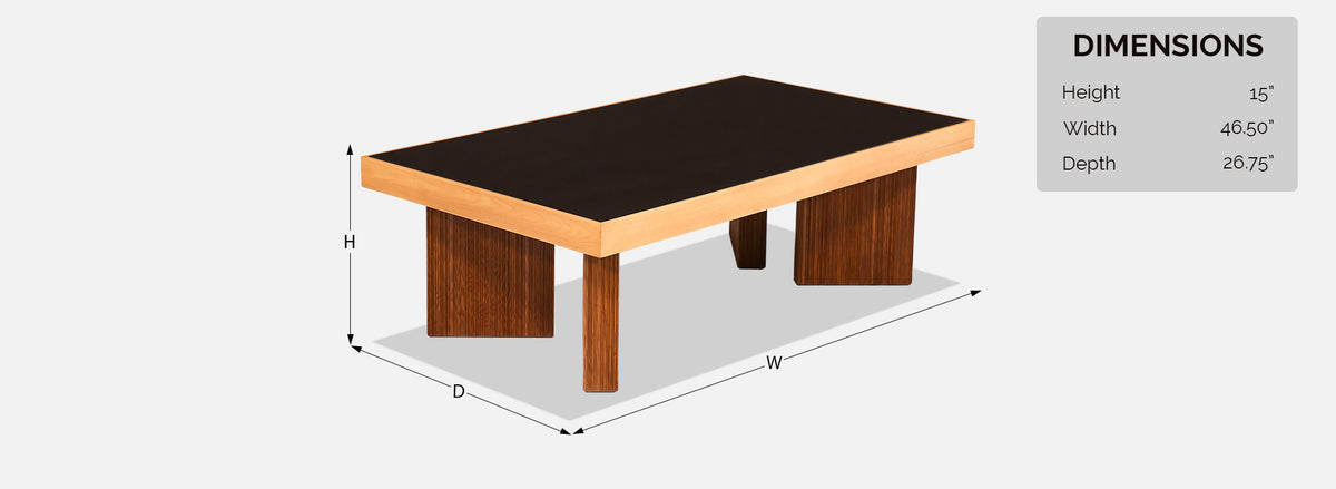 Mid-Century Modern Coffee Table with Smoke Glass Top