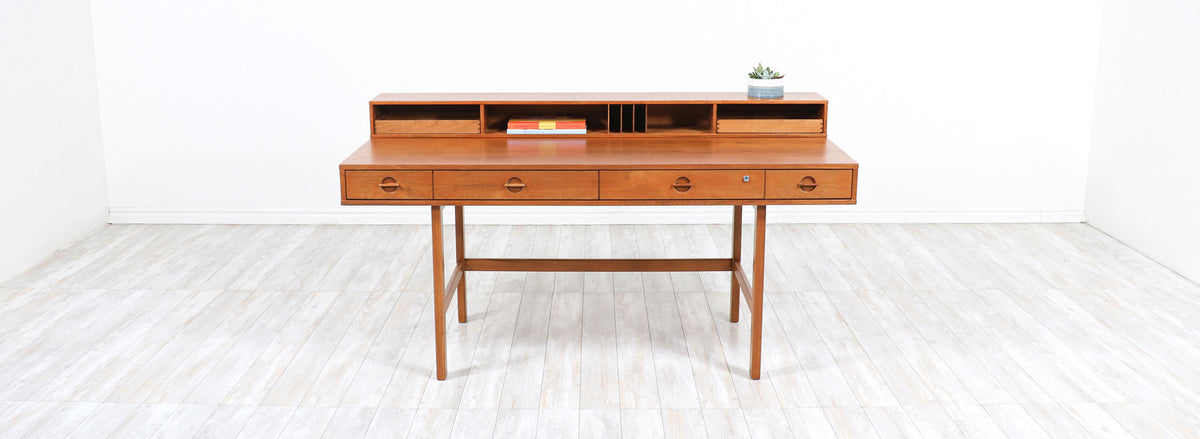 Danish Modern Flip-Top Executive Teak Desk by Peter Løvig Nielsen