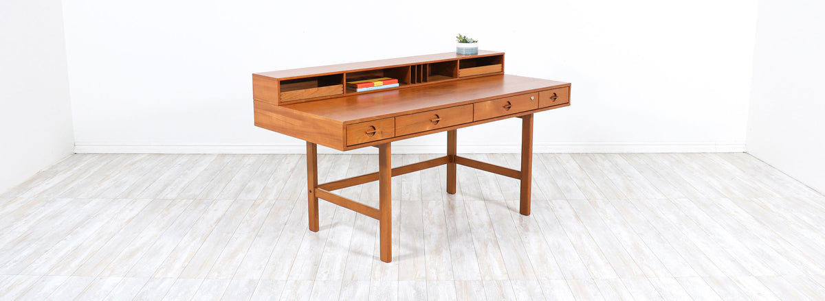 Danish Modern Flip-Top Executive Teak Desk by Peter Løvig Nielsen