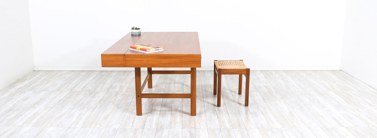 Danish Modern Flip-Top Executive Teak Desk by Peter Løvig Nielsen