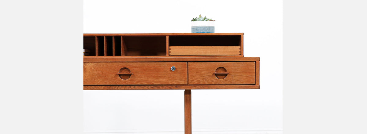 Danish Modern Flip-Top Executive Teak Desk by Peter Løvig Nielsen