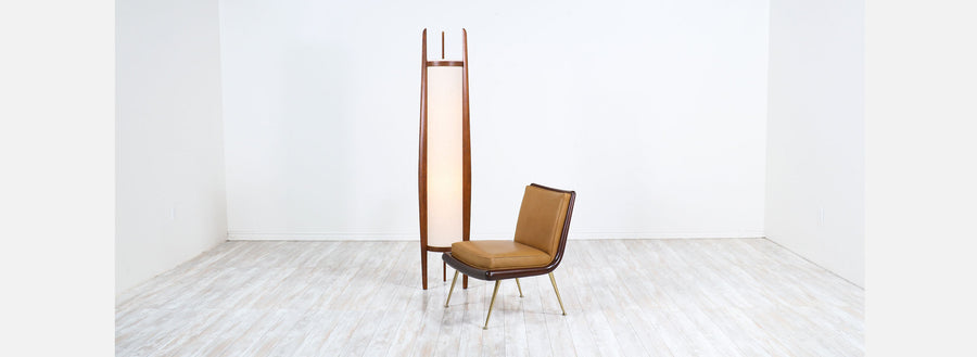 Mid-Century Modern Monumental Sculptural Walnut Floor Lamp by Modeline 