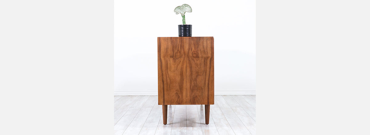 Mid-Century Modern Tambour-Door Walnut Wood Credenza