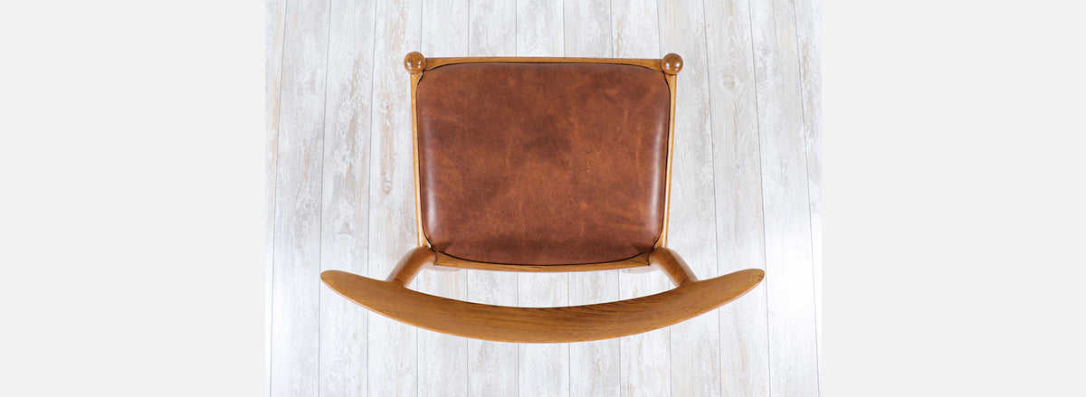 Hans J. Wegner W2 Oak & Leather Dining Chairs for C.M. Madsen