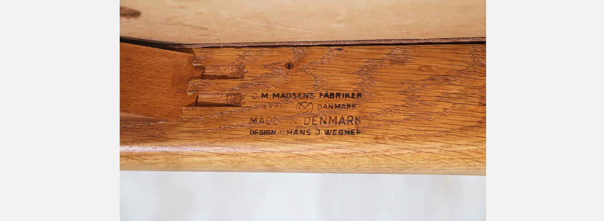 Hans J. Wegner W2 Oak & Leather Dining Chairs for C.M. Madsen