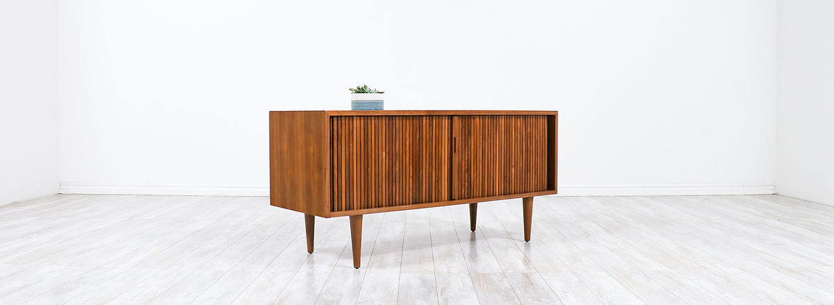 Compact Milo Baughman Tambour-Door Credenza for Glenn of California 888