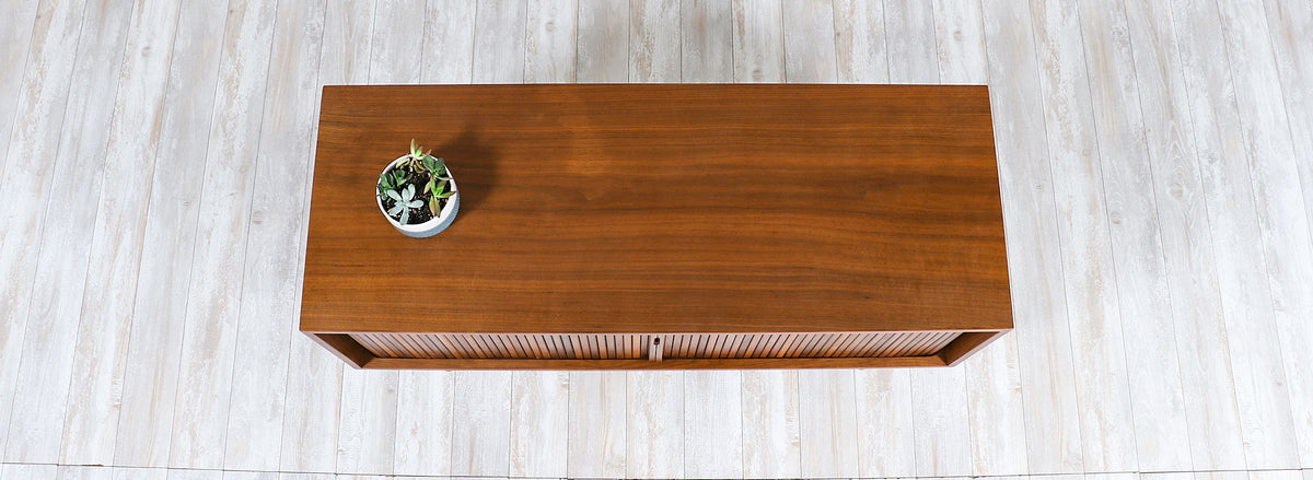 Compact Milo Baughman Tambour-Door Credenza for Glenn of California 888