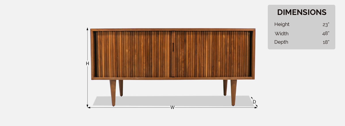 Compact Milo Baughman Tambour-Door Credenza for Glenn of California 888