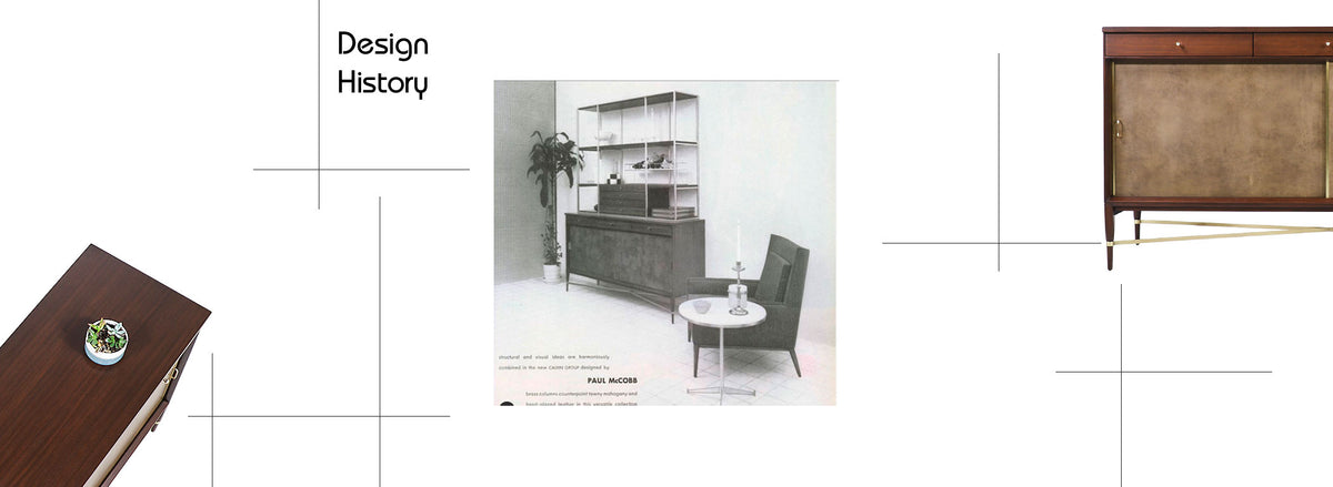 Paul McCobb "Irwin Collection" Credenza with Brass Accents & Leather Doors for Calvin Furniture