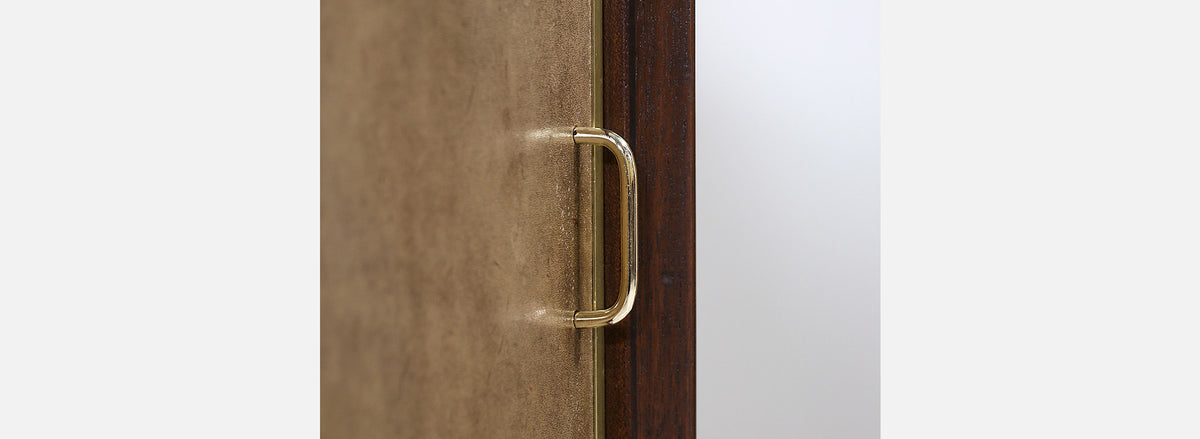 Paul McCobb "Irwin Collection" Credenza with Brass Accents & Leather Doors for Calvin Furniture