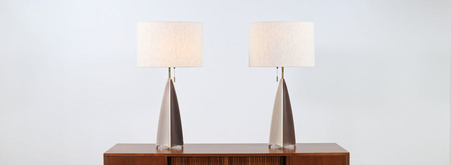 Gerald Thurston "Fin" Porcelain Table Lamps by Lightolier 