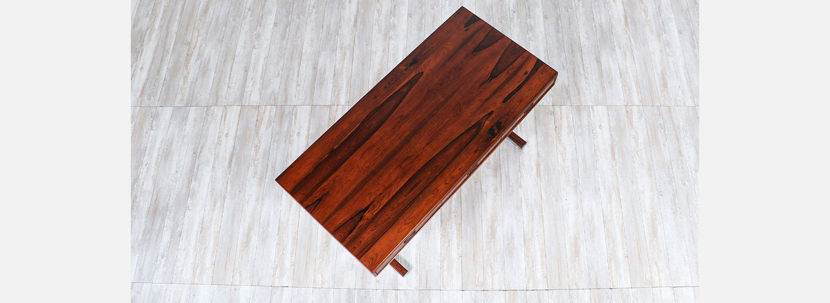 Mid-Century Modern Rosewood & Steel Floating Top Desk by Ganddal Møbelfabrikk