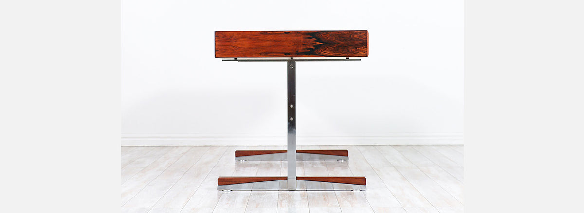 Mid-Century Modern Rosewood & Steel Floating Top Desk by Ganddal Møbelfabrikk