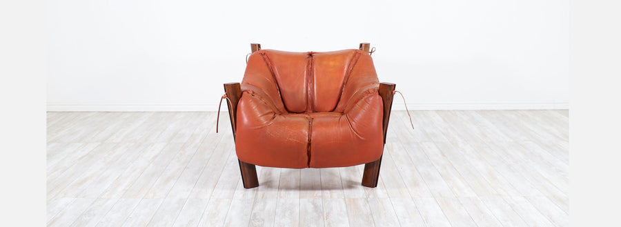 Percival Lafer MP-211 Series Brazilian Rosewood & Leather Lounge Chair