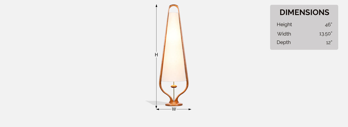 Mid-Century Modern Sculpted Walnut Arc and Brass Table Lamp by Modeline