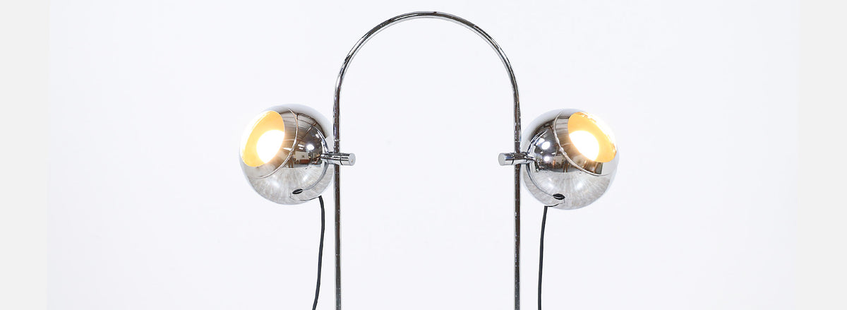 Mid-Century Modern Chrome Adjustable Floor Lamp by Koch & Lowy