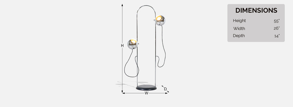 Mid-Century Modern Chrome Adjustable Floor Lamp by Koch & Lowy