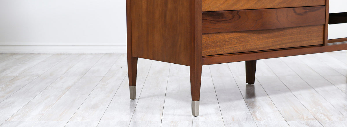 Mid-Century Modern Credenza with Travertine Top & Cane Doors by American of Martinsville