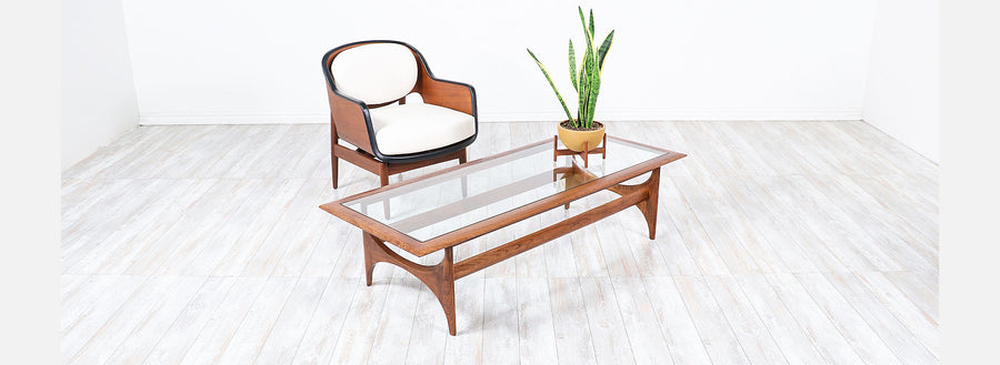 Mid-Century Modern Sculpted Walnut Coffee Table by Lane Furniture 