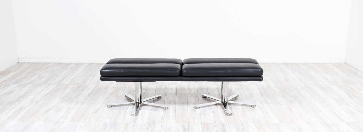 John Follis “Solo” Leather & Steel Bench for Fortress