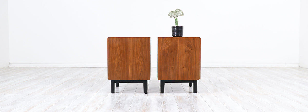 Milo Baughman Two-Tone Lacquered & Walnut Night Stands for Glenn of California