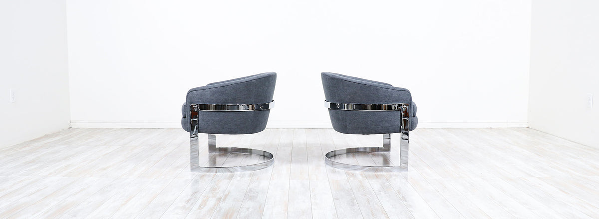 Mid-Century Modern Chrome Tub Lounge Chairs by Flair