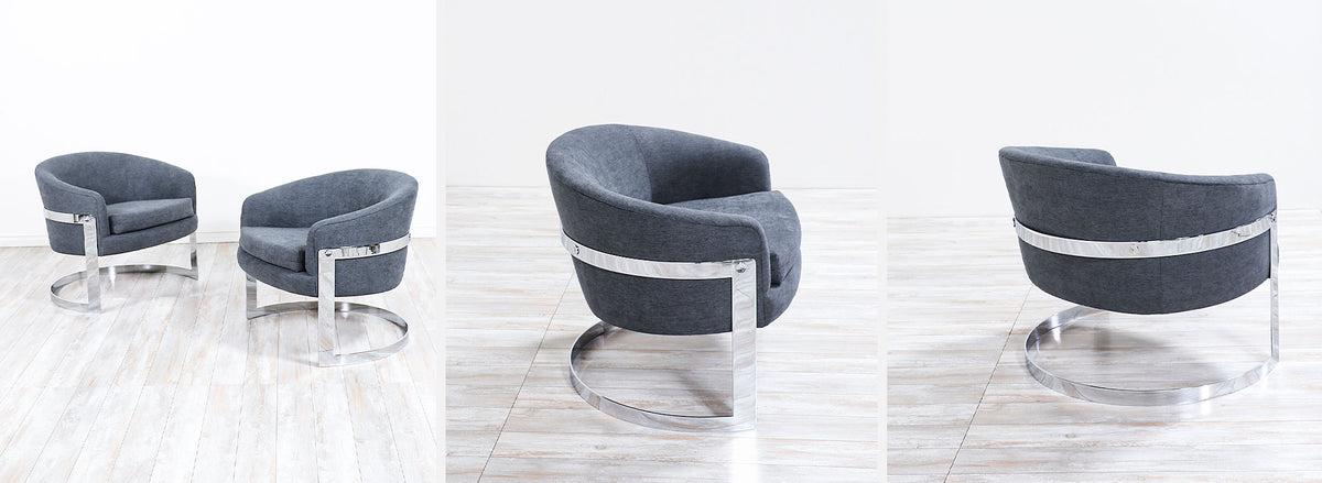 Mid-Century Modern Chrome Tub Lounge Chairs by Flair