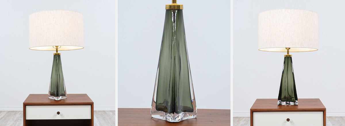 Nils Landberg Crystal Glass Table Lamp for Orrefors