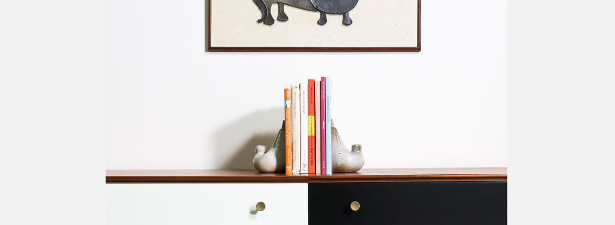 Mid-Century Modern Turtle-Dove Ceramic Bookends