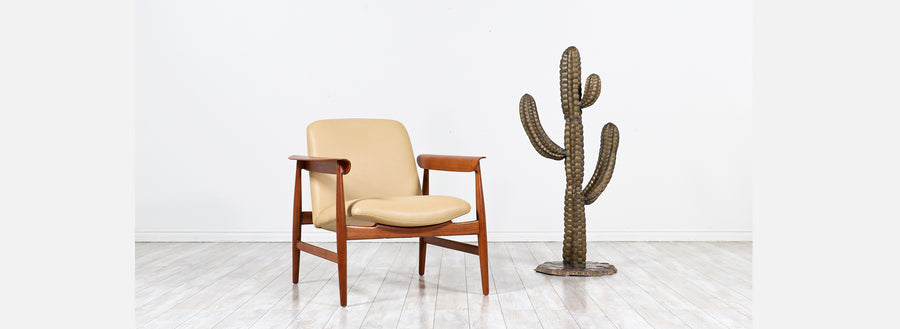 Vintage Life Size Bronze Cactus Sculpture