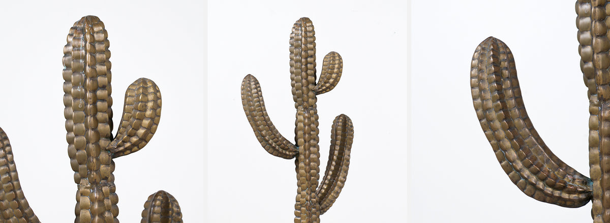Vintage Life Size Bronze Cactus Sculpture
